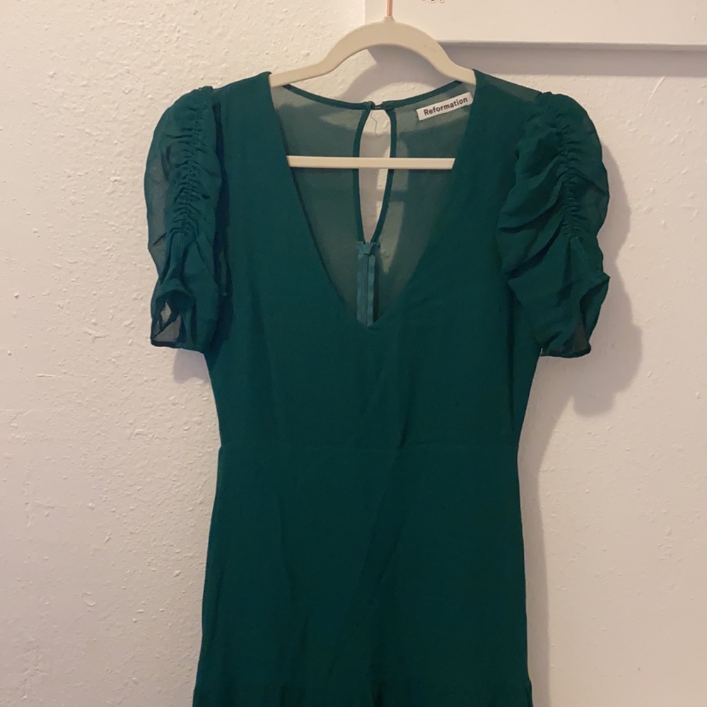 REFORMATION EMERALD GREEN COSA MIDI DRESS SIZE 6 - Picture 6 of 7